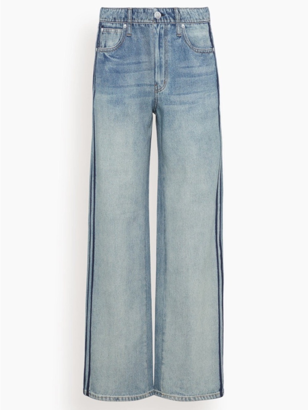 rag & bone Miramar Wide Leg Track Pants Coney Faux Denim NWT Size XL - Picture 11 of 14